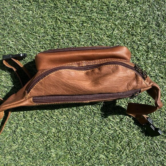HARRAHS Brown Real Genuine Leather Vintage Funny Pack made in Columbia - Picture 9 of 10